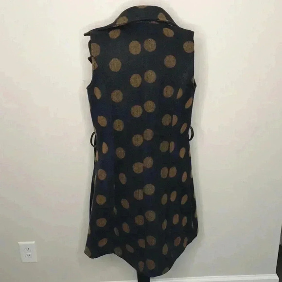 Luii Polka Dot Wool Sleeveless Open Front Duster Cardigan Size M - Picture 2 of 9
